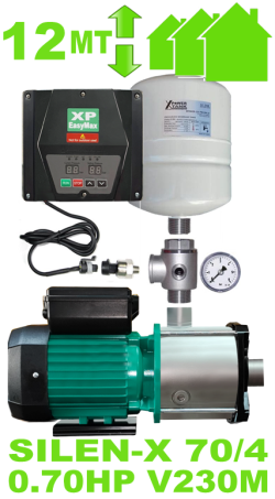 autoclave silenzioso per casa fino a 3 piani con giardino (max 3 appartamenti) completo di elettropompa SILEN-X 70-4 - raccordi inverter murale e polmone di compensazione