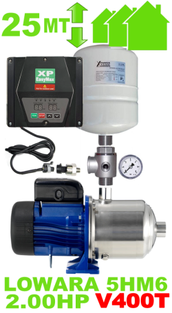 autoclave silenzioso per casa fino a 7 piani con giardino (max 10 appartamenti) completo di elettropompa LOWARA 5HM6 - raccordi inverter murale e polmone di compensazione - alimentazione trifase V400