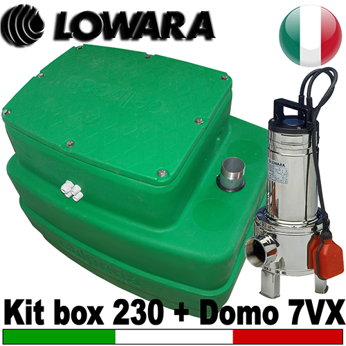 Impianto di sollevamento per fognature KITBOX 230 - Pompa Lowara DOMO7VX - accessori