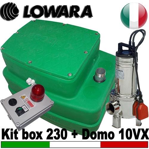 Impianto di sollevamento per fognature KITBOX 230 - Pompa Lowara DOMO10VX - accessori