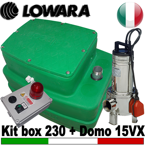 Impianto di sollevamento per fognature KITBOX 230 - Pompa Lowara DOMO15VX - accessori